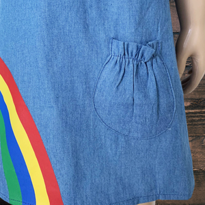 Girls Blue Chambray Rainbow Coverall Dress