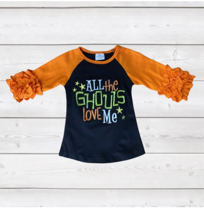 “All the Ghouls” Ruffle Sleeve Tee