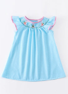 Blue Gingham Smock Dress