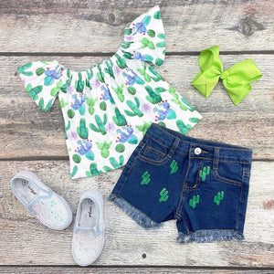 Cactus Denim Short Set