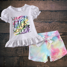 Load image into Gallery viewer, Grey Back to School Tie-Dye Denim Shorts
