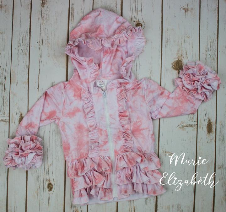 Pink Tie Dye Ruffle Hoodie