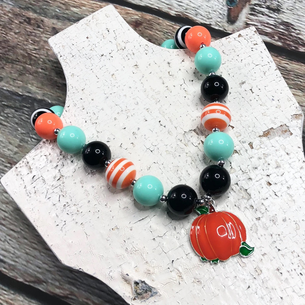 Teal Chunky Pumpkin Necklace