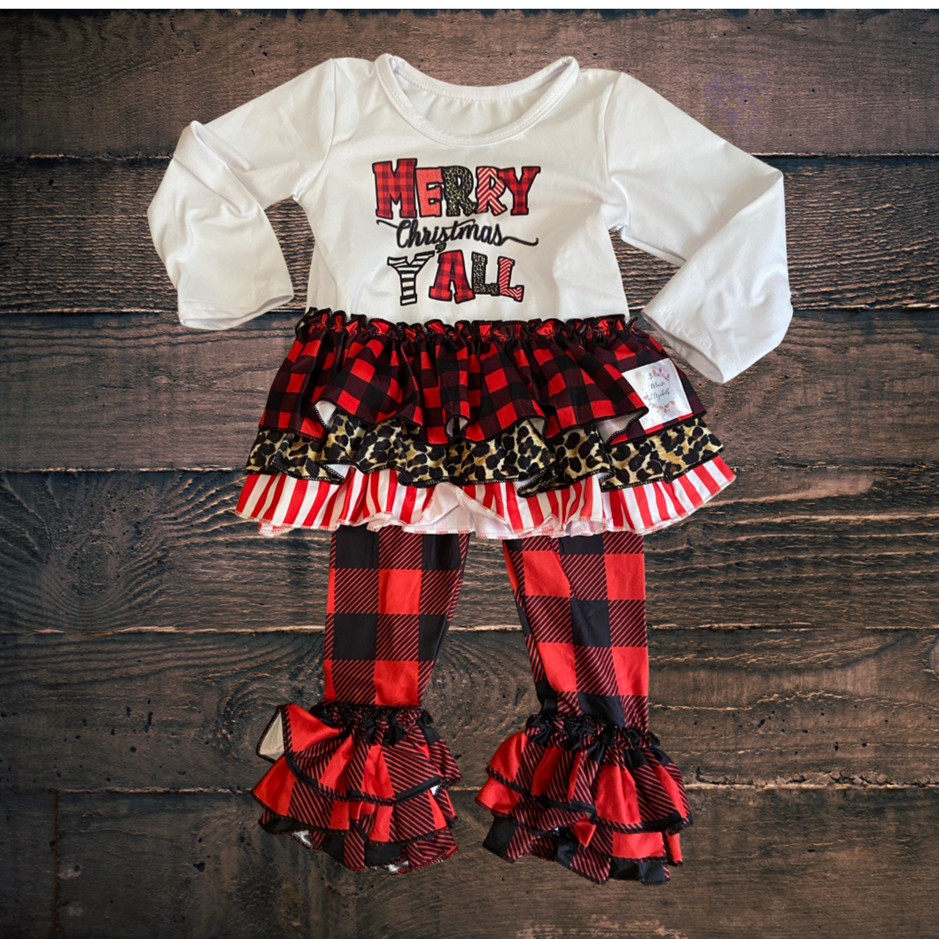 “Merry Christmas Y’all” Ruffle Pant Set