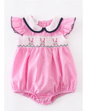 Load image into Gallery viewer, Pink Plaid Easter Smock Romper
