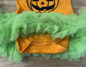 Orange Jack o’Lantern Top w/ Green Tutu