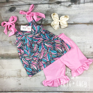 Multi Color Leaf Short Set