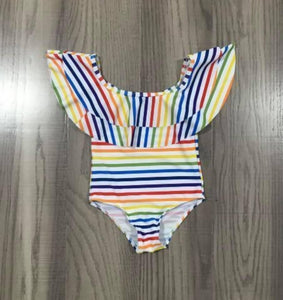 Rainbow Stripped One Piece Swimsuit