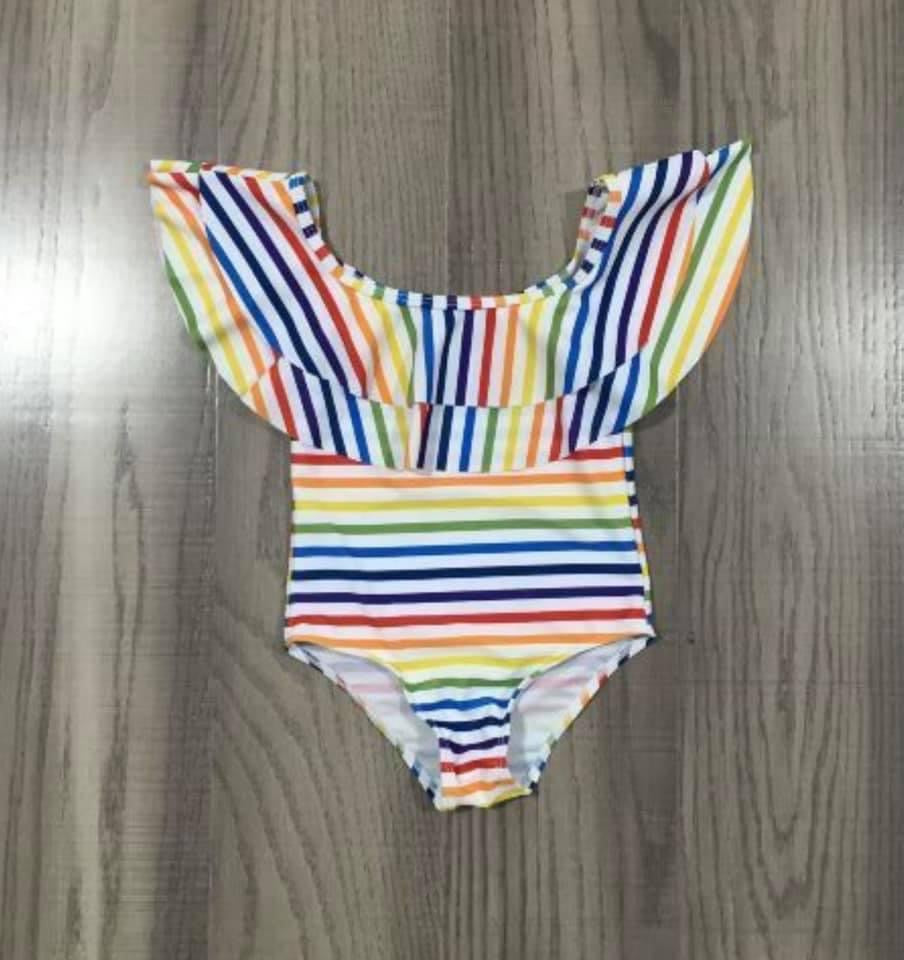 Rainbow Stripped One Piece Swimsuit